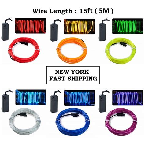 LED EL Wire Neon Glow String Strip Light Rope Controller Car Decor Dance Party EBay
