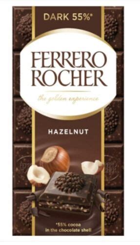 Ferrero Rocher Original Dark Or White Chocolate 90g Tablet Hazelnut