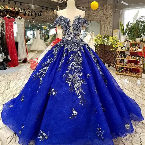 Royal Blue Wedding Dress Bride Light Cinderella Blue Shawl Gown