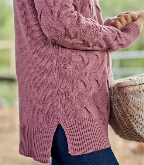 Dusty Pink 90 Merino 10 Cashmere Womens Cable Knit V Neck Sweater