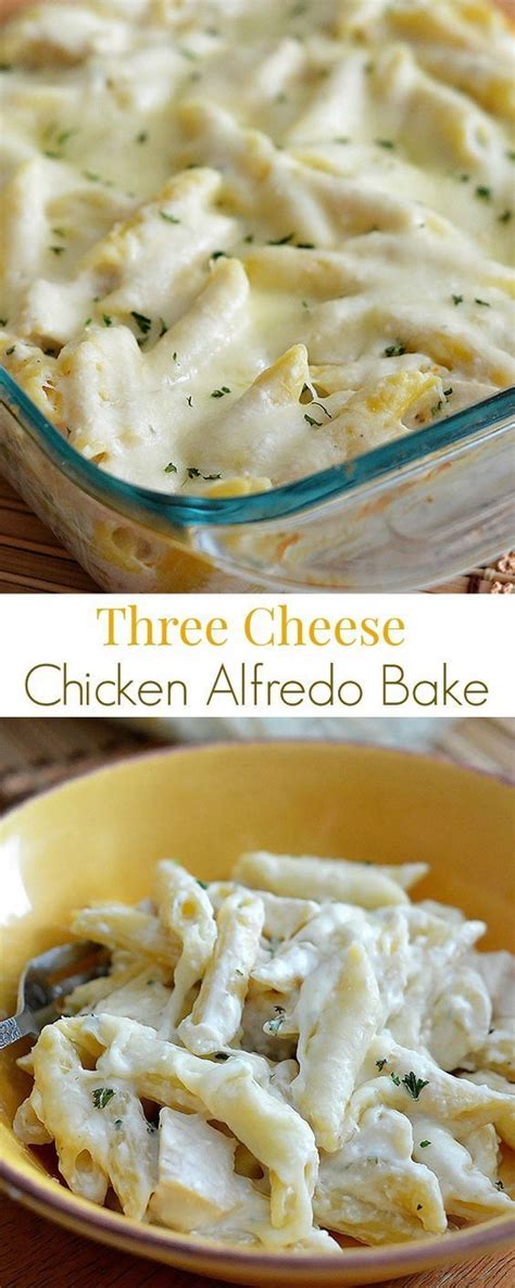 Three Cheese Chicken Alfredo Bake Recipe Food Recipes Food Cooking