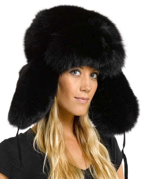 Ladies Black Fox Full Fur Russian Hat