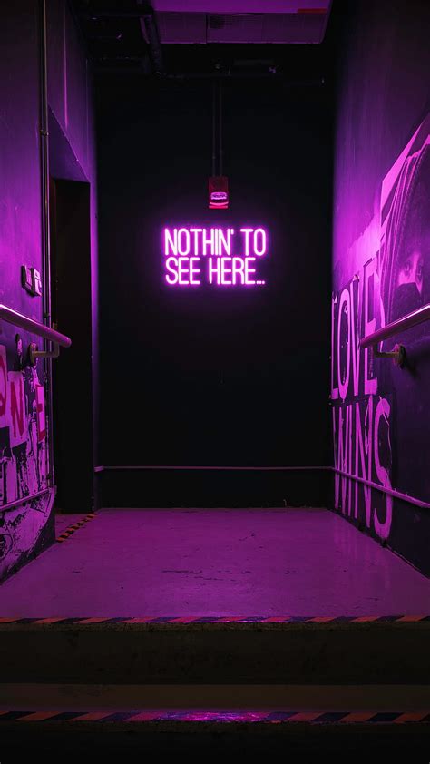 Nothing To See Here Backlight Purple Wall Inscription Neon