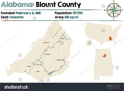 Large Detailed Map Blount County Alabama Stock Vector Royalty Free