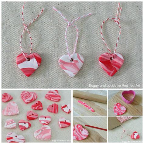 Whimsical diy clay pot santa claus. DIY Marbled Polymer Clay Heart Charms - Red Ted Art's Blog