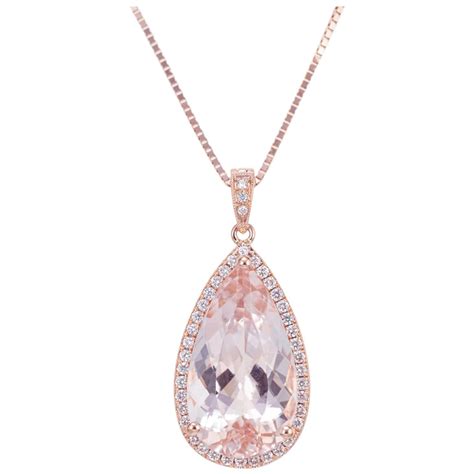 Morganite Diamond Rose Gold Necklace For Sale At 1stdibs