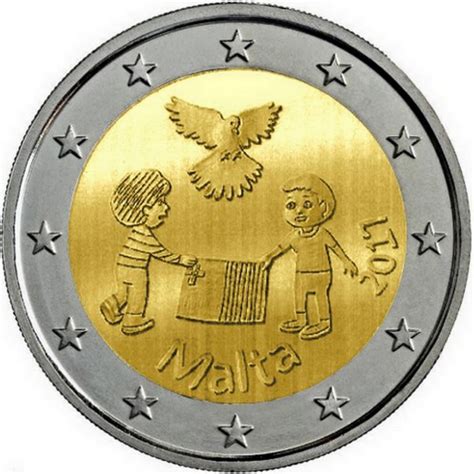 2 Euros Commémorative Malte 2017 La Paix Unc Euros Dici Et D