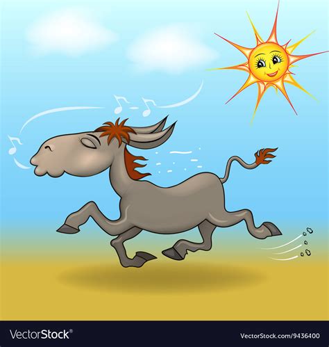 Cartoon A Donkey Is Running In The Sand Royalty Free Vector