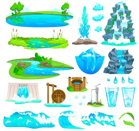 Premium Vector Natural Water Landscape Illustration Cartoon Nature