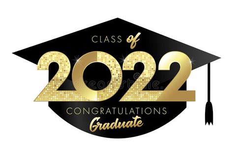 2022 Class Of Congratulation Graduate Black Square Academic Cap Stock