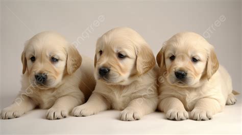 세 마리의 골든 리트리버 강아지가 앉아 있다 강아지 사진 배경 일러스트 및 사진 무료 다운로드 Pngtree