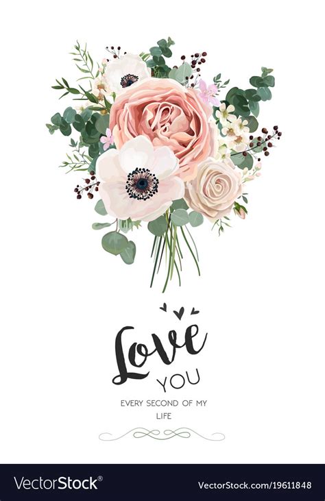 Premium cards printed on a variety of high quality paper types. Floral card design rose peach pink flowers Vector Image