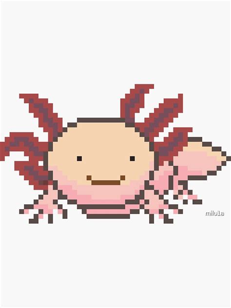 Pegatina Pixel Art De Axolotl Rosa De Milu1a Redbubble