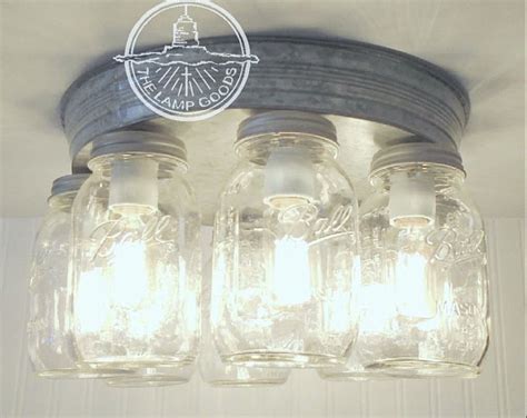 Mason Jar Chandelier Hanging From The Ceiling