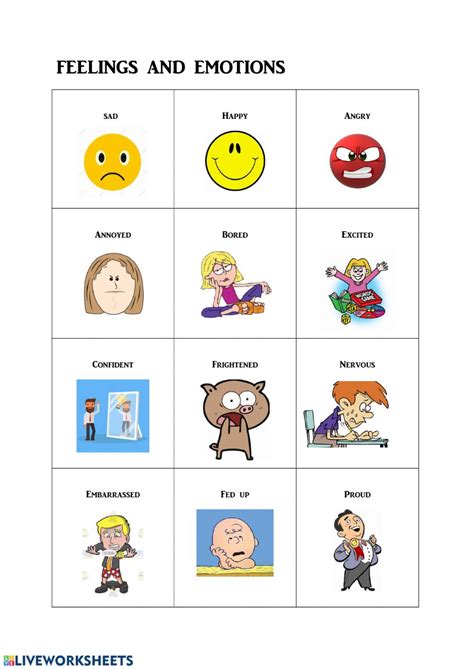 Feelings And Emotions 1 Interactive Worksheet