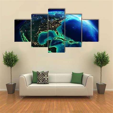 North America At Night Canvas Wall Art In 2021 Wall Canvas Canvas