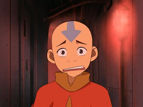Avatar Aang Encountering Three Fire Nation Soldiers Who Have Stopped
