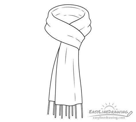 How To Draw A Scarf Step By Step Easylinedrawing Scarf Drawing Scarf