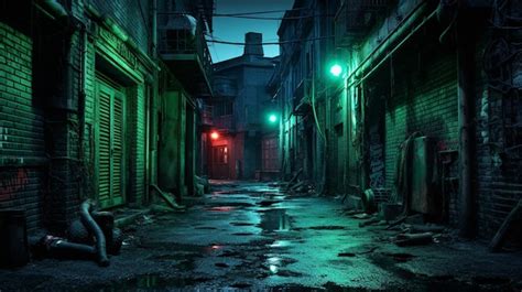 Premium Ai Image Eerie Neonlit Alleyway Image This Captivating