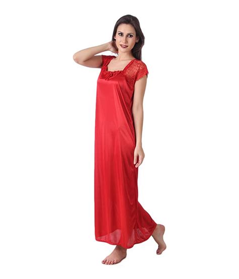 Buy First Lady Red Satin Nighty And Night Gowns Pack Of 2 Online At Best