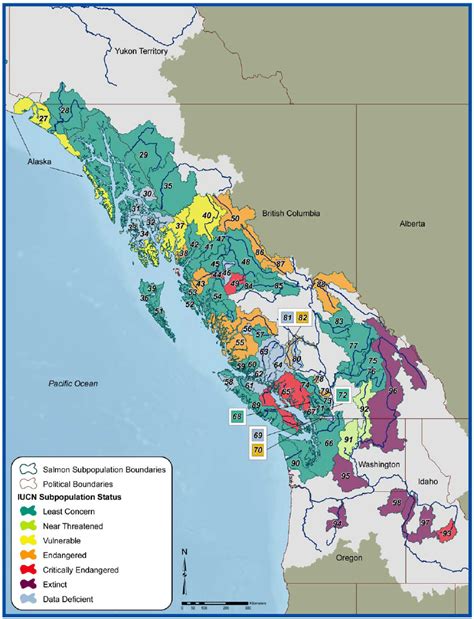 Southeastern Range Map Of Assessed Sockeye Salmon And Their Iucn