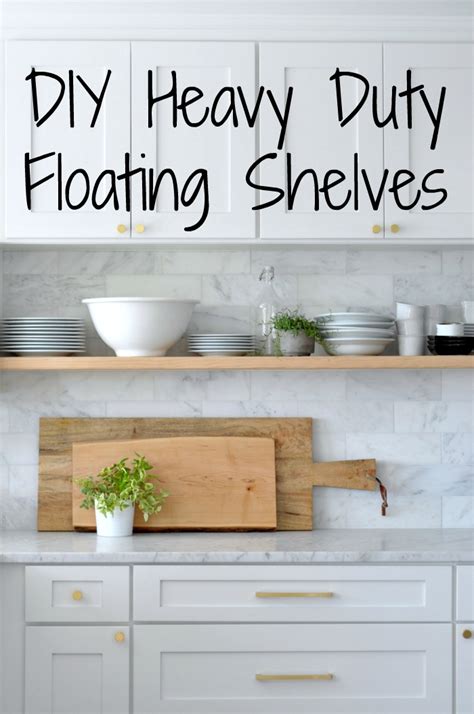 I love free standing shelves because they can be moved around. DIY: Heavy Duty, Bracket-Free Floating Kitchen Shelves ...