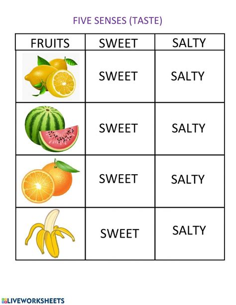5 Senses Taste Interactive Worksheet Daily Lesson Plan Worksheets