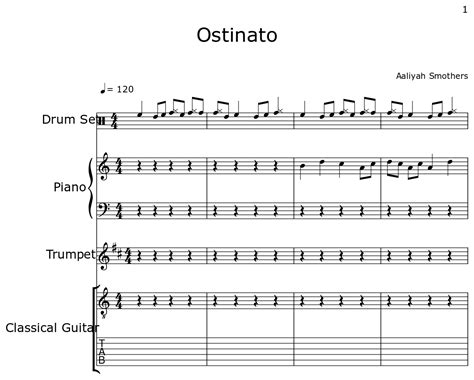 Ostinato Sheet Music For Drum Set Piano Trumpet Classical Guitar