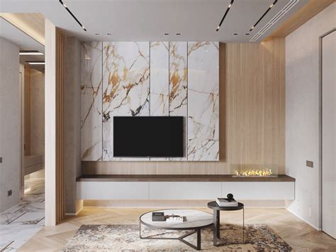 Interior Design Using Marble And Wood Combinations Salon