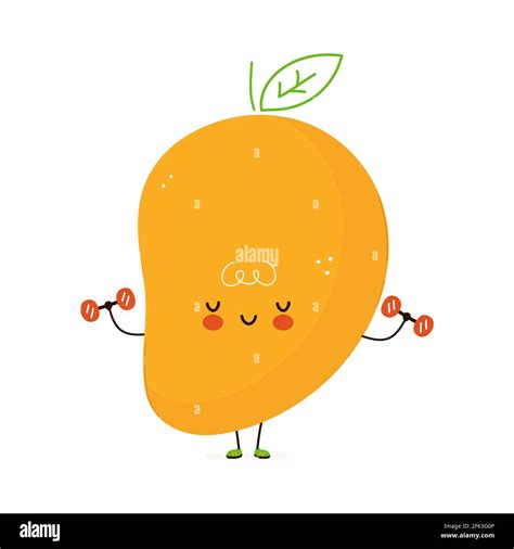 Fruta De Mango Graciosa Y Bonita Con Mancuernas Vector Dibujo A Mano
