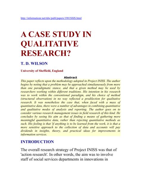 Example Of Case Study Qualitative Research