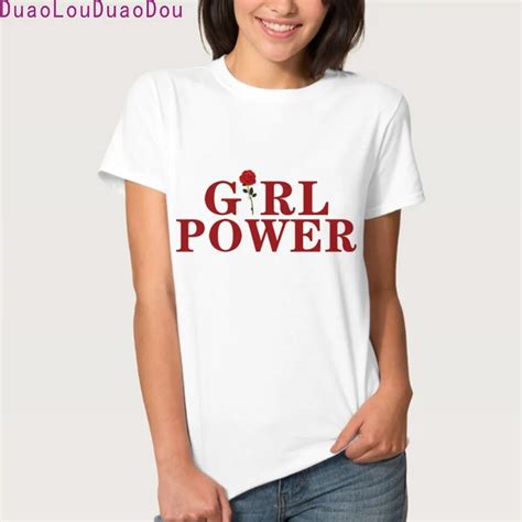 New Fashion Polyester T Shirt Women Girl Power T Shirt Women Tops