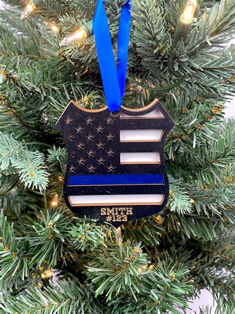 Thin Blue Line Ornament Personalized Police Ornament Etsy