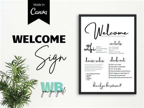 1 Page Airbnb Welcome Sign Template Welcome Guide Airbnb Airbnb Sign