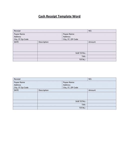 Cash Receipt Template In Word And Pdf Formats