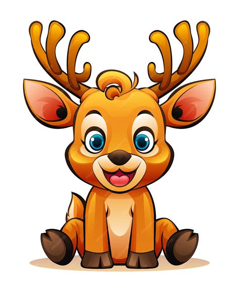Premium Vector Cute Cartoon Deer Sitting Vector Character Illustration