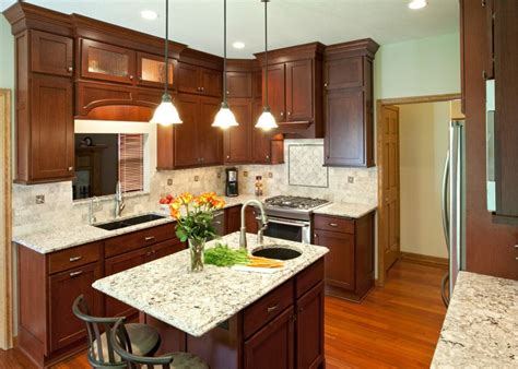 Cherry Cabinets With White Quartz Countertops Best Kitchen Cabinets