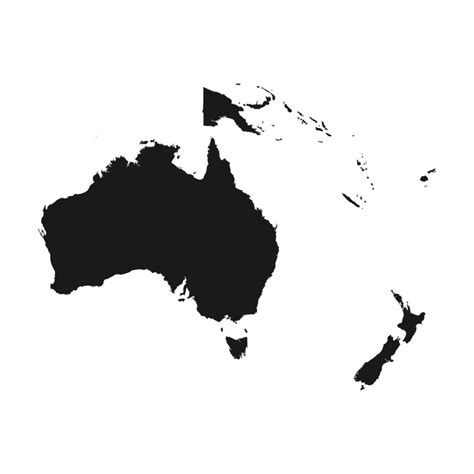 Mapa Negro De Australia Y Oceanía Mapa De Contorno Del Continente