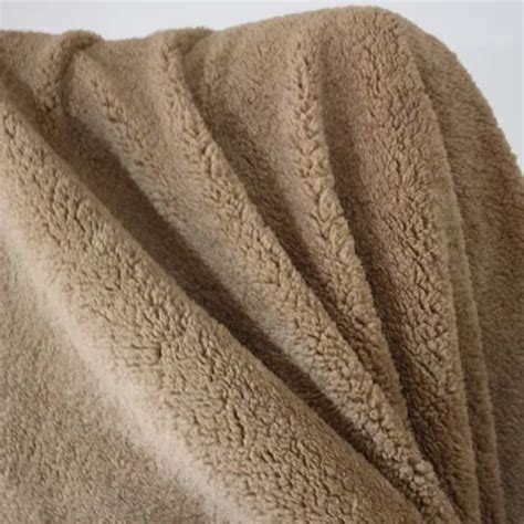 Camel Soft Sherpa Fleece Lamb Fur Fabric Berber Fleece Plush Cloth Sweater Liner Lining Cloth