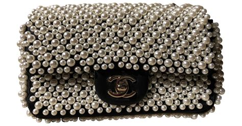 Timeless Chanel Pearl Baglimited Black Silk Ref216984 Joli Closet