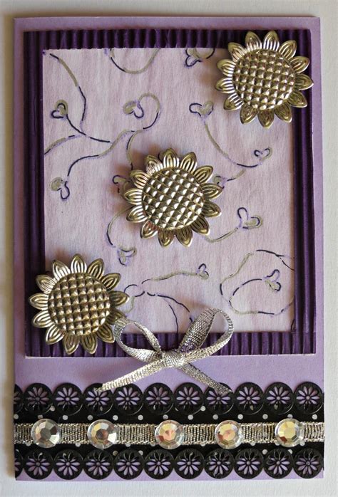 Orange and yellow flowers with green leaves macro photography. Splendid Purple Birthday Card | AllFreePaperCrafts.com