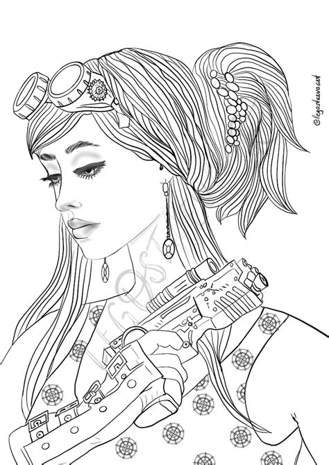 Printable Coloring Pages Beautiful Girl Warrior In Etsy