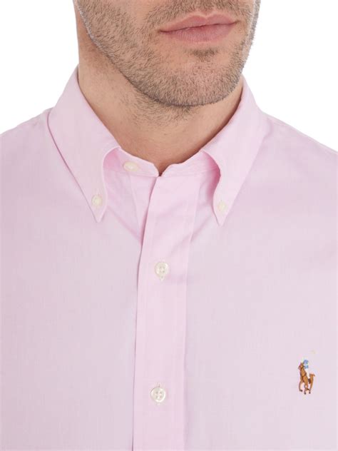 Polo Ralph Lauren Classic Short Sleeve Custom Fit Oxford Shirt In Pink