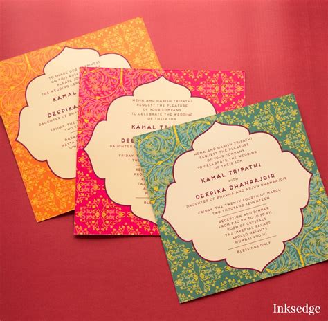 Indian wedding cards.in is one such amazing online store that has a talented staff to design that is not all, we also provide courier service of cards to overseas places like europe, africa, america and south asia apart from india. S: nice colours + i like the shape | Indian wedding invitation cards, Indian wedding invitation ...