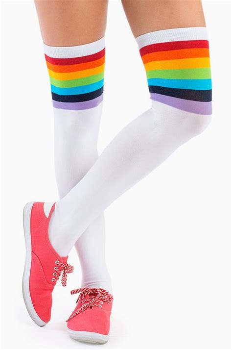 Over The Rainbow Thigh High Socks 18 Thigh High Socks Trendy Socks Thigh Highs