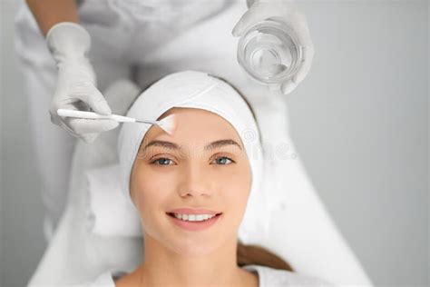 Smiling Woman On Beauty Procedure In Beautician Stock Image Image Of
