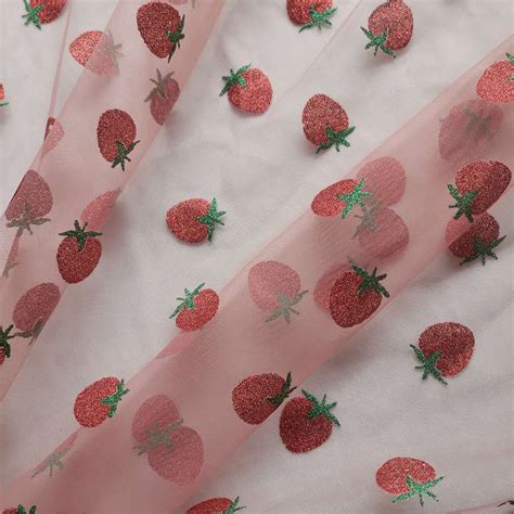 Lovely Glitter Strawberry Tulle Lace Fabric Sparkle Lace Etsy