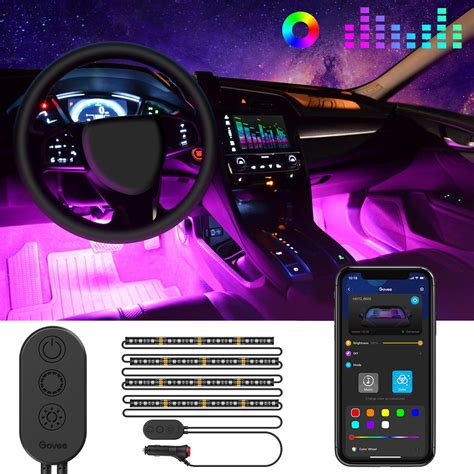 Car Led Strip Lights By App Control Govee 48 Led Car Interior Lights