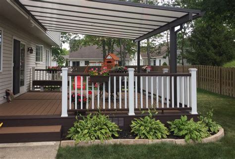 Sandstone deck cover provides shade. patio cover awning roof covered porch deck 9 - The Dillon ...