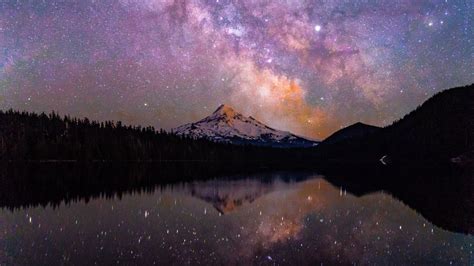 Download 1366x768 Wallpaper Night Starry Sky Mountain Peak